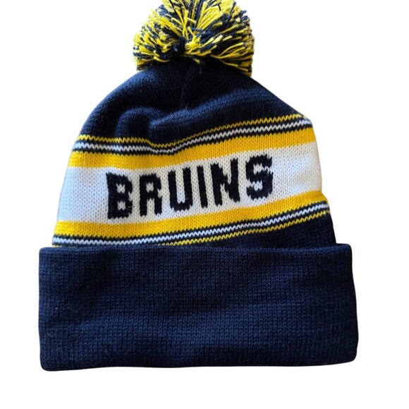 Bruins Hat Knit Pom Beanie Navy/Yellow CapAmerica Made In USA Unisex - Picture 1 of 9